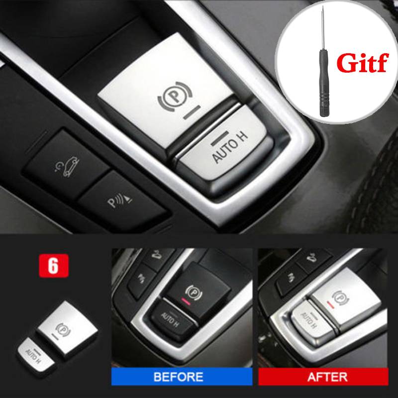 2pcs/Set Silver ABS Chrome Brake Switch Auto Hold Button Cover For BMW F10 F07 F01 X3 F25 X4 +1*Screwdriver | Автомобили и