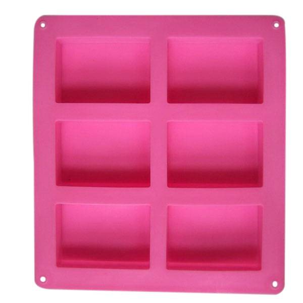 6-Cavity Plain Rectangle Soap Mold Silicone for Homemade Craft Multi Color |